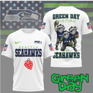 Green Day x Seahawks Green Day Meets Football Cartoon T Shirt