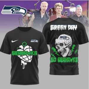 Green Day x Seattle Seahawks Skull Punk T Shirt