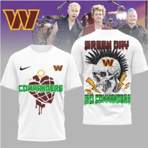 Green Day x Washington Commanders Go Commanders Skull T Shirt