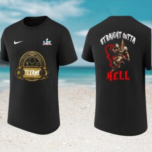 Houston Texans Straight Outta Hell Horror Mashup Super Bowl LIX Fan T Shirt