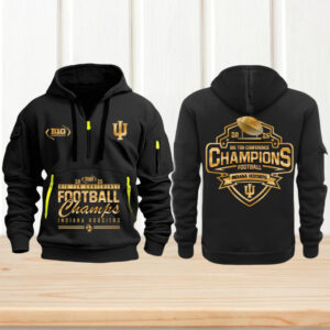 Indiana Hoosiers 2025 big ten champs gold black quarter zip hoodie