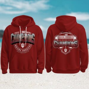 Indiana Hoosiers 2025 big ten champs lucas oil stadium red hoodie Indiana Hoosiers 2025 big ten champs lucas oil stadium red hoodie