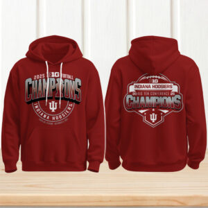 Indiana Hoosiers 2025 big ten champs lucas oil stadium red hoodie