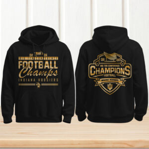 Indiana Hoosiers 2025 big ten football champs gold black hoodie