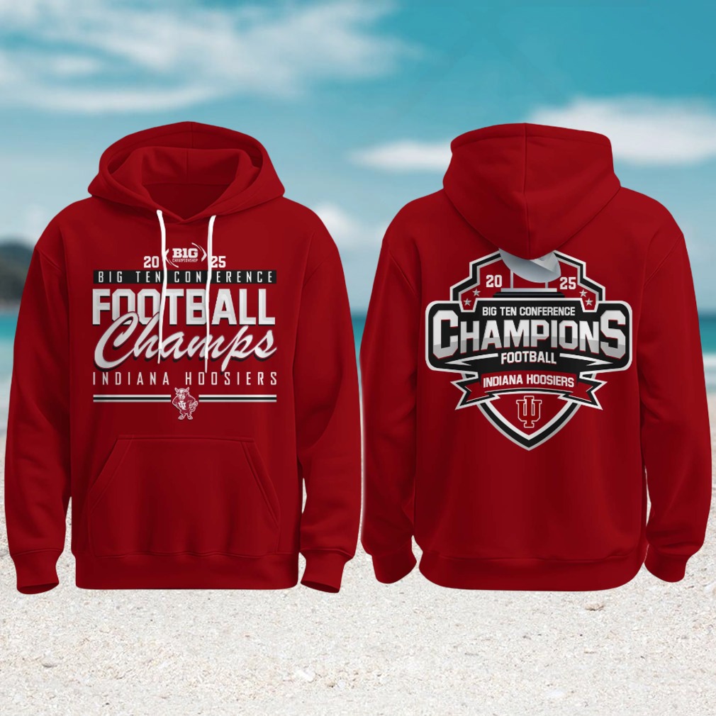 Indiana Hoosiers 2025 big ten football champs silver red hoodie Indiana Hoosiers 2025 big ten football champs silver red hoodie