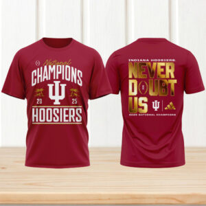 Indiana Hoosiers 2025 national champions arched text maroon tshirt