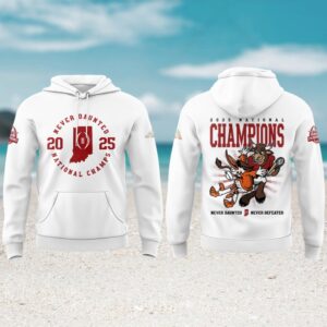 Indiana Hoosiers 2025 national champions never daunted white hoodie Indiana Hoosiers 2025 national champions never daunted white hoodie