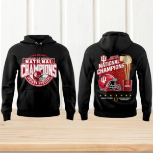 Indiana Hoosiers 2025 national champions trophy miami black hoodie