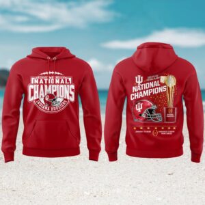 Indiana Hoosiers 2025 national champions trophy miami red hoodie Indiana Hoosiers 2025 national champions trophy miami red hoodie