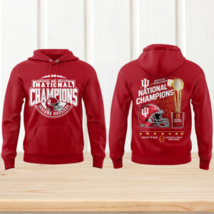 Indiana Hoosiers 2025 national champions trophy miami red hoodie