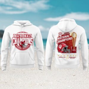 Indiana Hoosiers 2025 national champions trophy miami white hoodie Indiana Hoosiers 2025 national champions trophy miami white hoodie