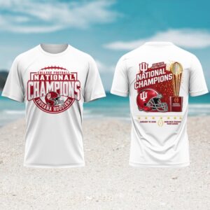 Indiana Hoosiers 2025 national champions trophy miami white tshirt Indiana Hoosiers 2025 national champions trophy miami white tshirt