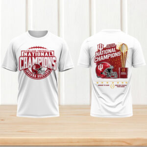 Indiana Hoosiers 2025 national champions trophy miami white tshirt