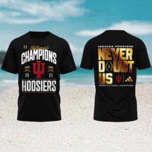 Indiana Hoosiers 2025 national champs never doubt us gold black tshirt Indiana Hoosiers 2025 national champs never doubt us gold black tshirt