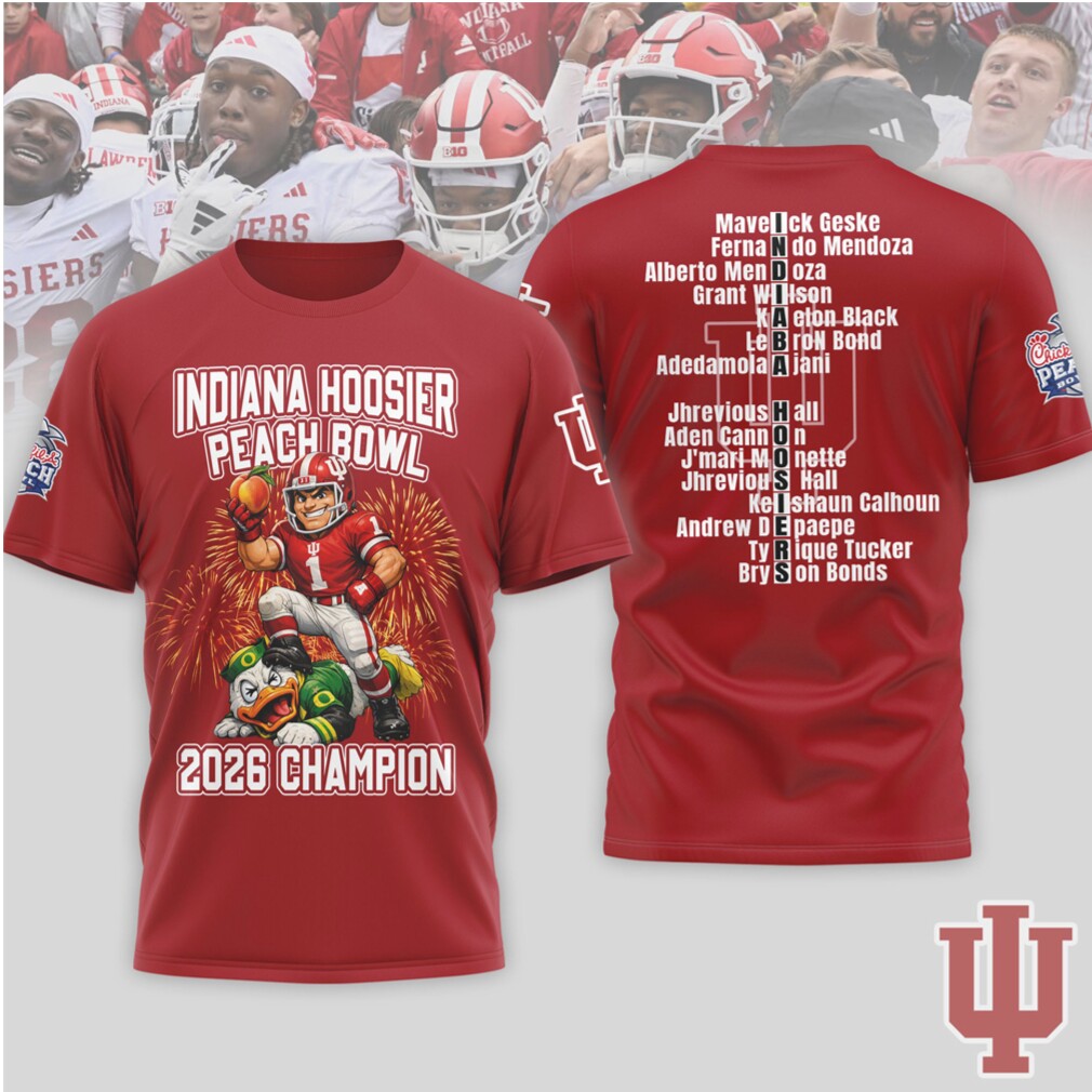 Indiana Hoosiers 2026 Peach Bowl Champion Roster Shirt Vintage Red Football T Shirt Indiana Hoosiers 2026 Peach Bowl Champion Roster Shirt Vintage Red Football T Shirt
