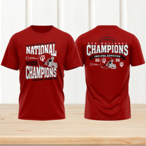 Indiana Hoosiers 2026 cfp national champions helmet logo red tshirt