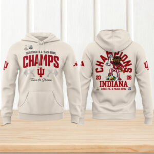 Indiana Hoosiers 2026 chick fil a peach bowl champs cream hoodie
