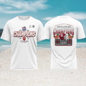 Indiana Hoosiers 2026 peach bowl champions oregon score white tshirt Indiana Hoosiers 2026 peach bowl champions oregon score white tshirt