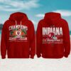 Indiana Hoosiers 2025 big ten football champs silver red hoodie Indiana Hoosiers 2025 big ten football champs silver red hoodie