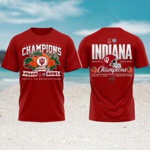 Indiana Hoosiers 2026 peach bowl champions stadium graphic red tshirt Indiana Hoosiers 2026 peach bowl champions stadium graphic red tshirt
