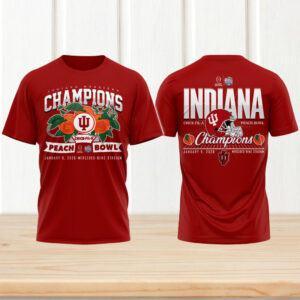 Indiana Hoosiers 2026 peach bowl champions stadium graphic red tshirt