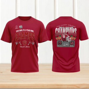 Indiana Hoosiers 2026 peach bowl champs score graphic red tshirt