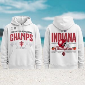 Indiana Hoosiers 2026 peach bowl champs time to shine white hoodie Indiana Hoosiers 2026 peach bowl champs time to shine white hoodie