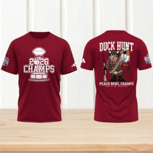 Indiana Hoosiers 2026 peach bowl duck hunt mascot red tshirt