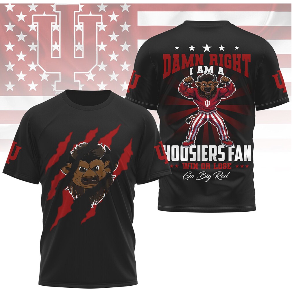 Indiana Hoosiers Damn Right I Am A Hoosiers Fan Bison Mascot Shirt Indiana Hoosiers Damn Right I Am A Hoosiers Fan Bison Mascot Shirt