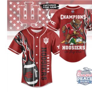 Indiana Hoosiers Official NCAA 2026 Peach Bowl Champions Jersey Fan Shirt