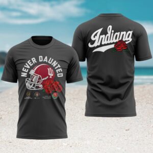 Indiana Hoosiers black tshirt rose bowl never daunted helmet Indiana Hoosiers black tshirt rose bowl never daunted helmet