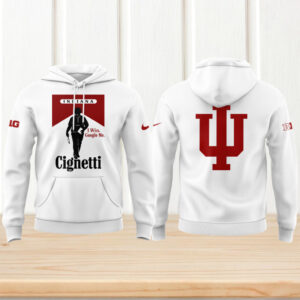 Indiana Hoosiers cignetti google me white hoodie logo back