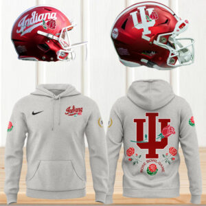 Indiana Hoosiers grey rose bowl hoodie Indiana Hoosiers logo with rose