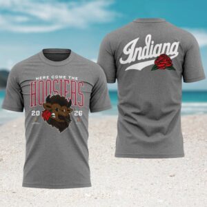 Indiana Hoosiers grey tshirt rose bowl buffalo mascot 2026 Indiana Hoosiers grey tshirt rose bowl buffalo mascot 2026