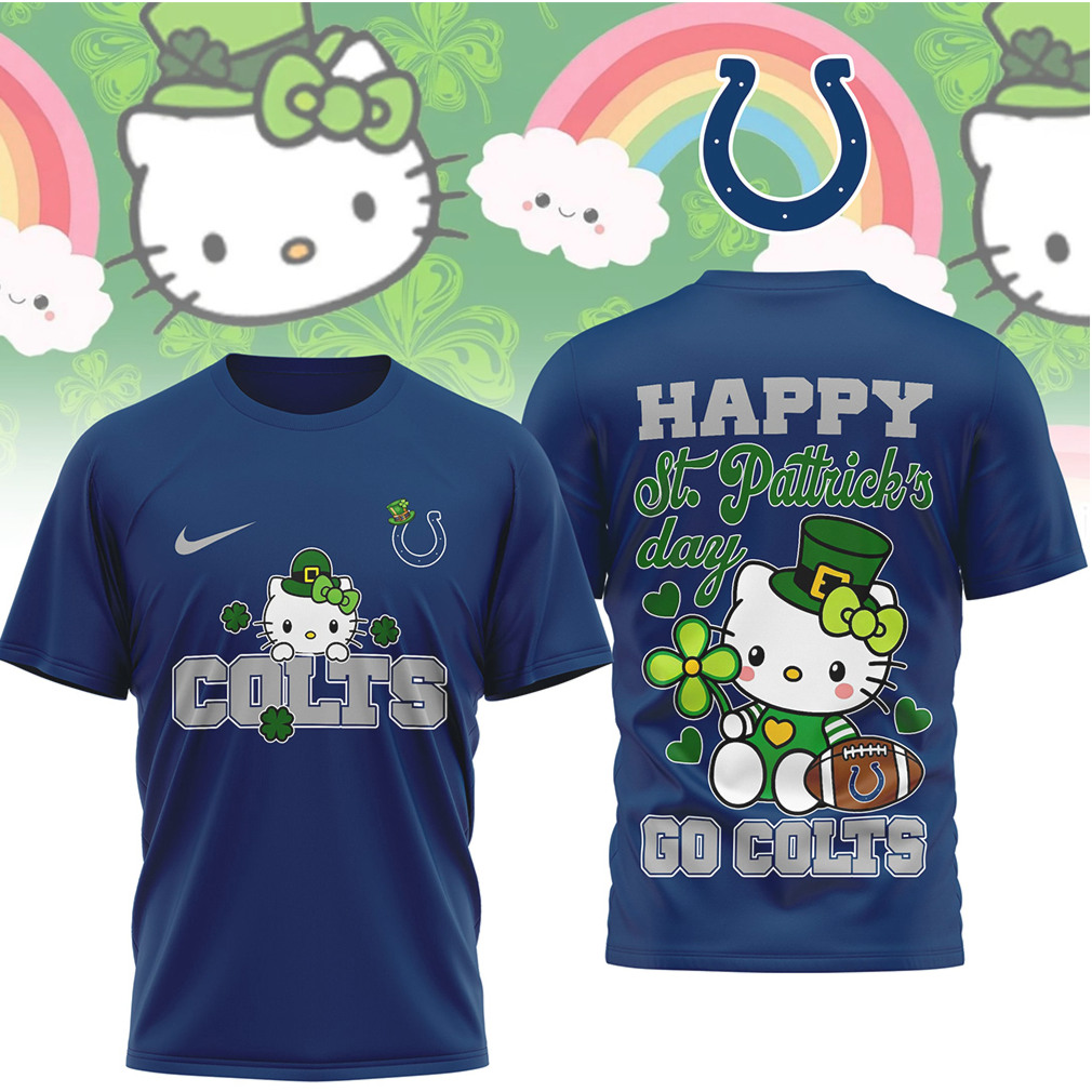 Indianapolis Colts Hello Kitty St. Patrick's Day Lucky Leprechaun Football Fan T Shirt Indianapolis Colts Hello Kitty St. Patrick's Day Lucky Leprechaun Football Fan T Shirt