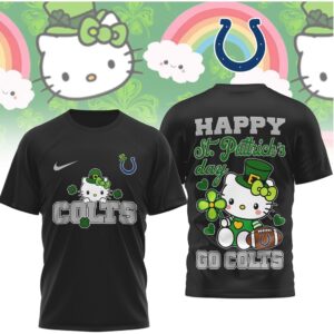 Indianapolis Colts Hello Kitty St. Patrick's Day Lucky Leprechaun Football Fan T Shirt