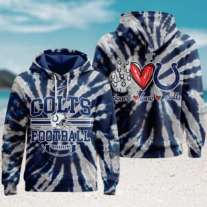 Indianapolis Colts Peace Love Colts NFL Hoodie