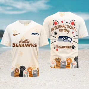 International Cat Day Seattle Seahawks Paw Print Pattern Cute Animal Lover Football T Shirt International Cat Day Seattle Seahawks Paw Print Pattern Cute Animal Lover Football T Shirt