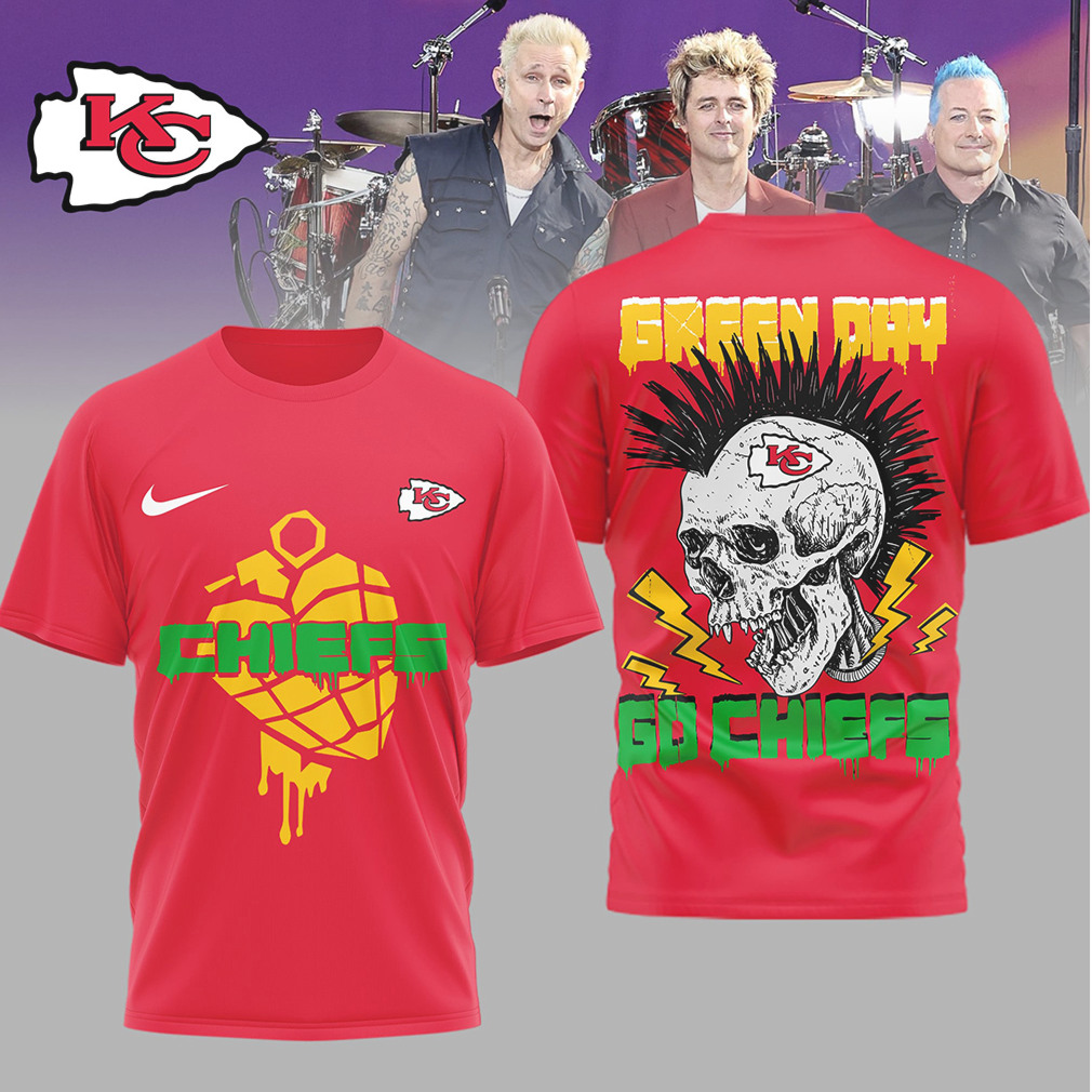 Kansas City Chiefs Green Day Mohawk Skull Punk T Shirt Kansas City Chiefs Green Day Mohawk Skull Punk T Shirt