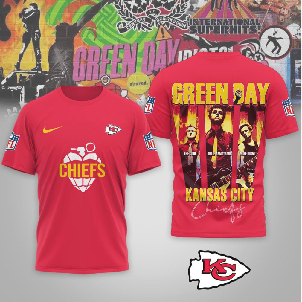 Kansas City Chiefs Green Day Rock Band Mashup Nike Performance Football T Shirt Kansas City Chiefs Green Day Rock Band Mashup Nike Performance Football T Shirt