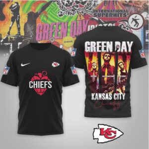 Kansas City Chiefs Green Day Rock Band Mashup Nike Performance Football T Shirt