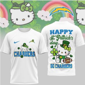 LA Chargers Hello Kitty St. Patrick's Day Lucky Clover Football Fan T Shirt