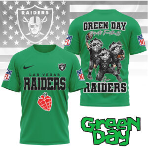 Las Vegas Raiders “Green Day Meets Football” Cartoon Graphic Tee Las Vegas Raiders “Green Day Meets Football” Cartoon Graphic Tee