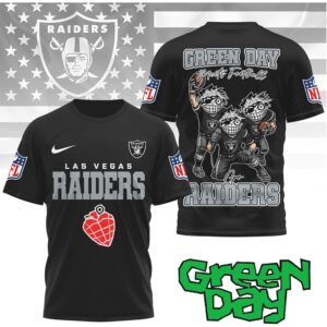 Las Vegas Raiders “Green Day Meets Football” Cartoon Graphic Tee