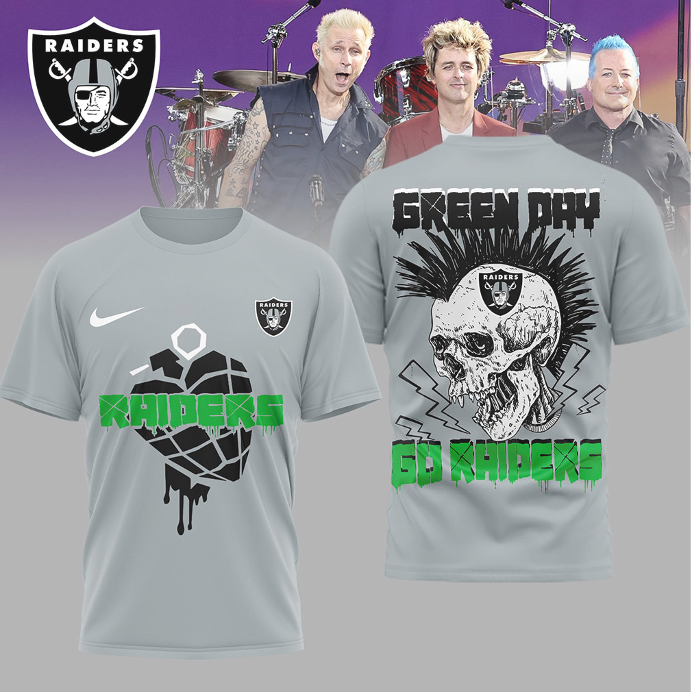 Las Vegas Raiders Green Day Mohawk Skull Punk T Shirt Las Vegas Raiders Green Day Mohawk Skull Punk T Shirt