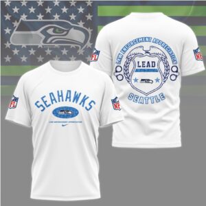 Law Enforcement Appreciation Seattle Seahawks Lead Thin Blue Line Police Support T Shirt