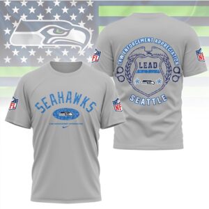 Law Enforcement Appreciation Seattle Seahawks Lead Thin Blue Line Police Support T Shirt