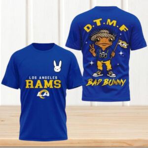 Los Angeles Rams Bad Bunny DTMF Frog Blue Football Fan T Shirt