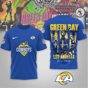 Los Angeles Rams Green Day Rock Band Mashup Nike Performance Football Fan Shirt Los Angeles Rams Green Day Rock Band Mashup Nike Performance Football Fan Shirt