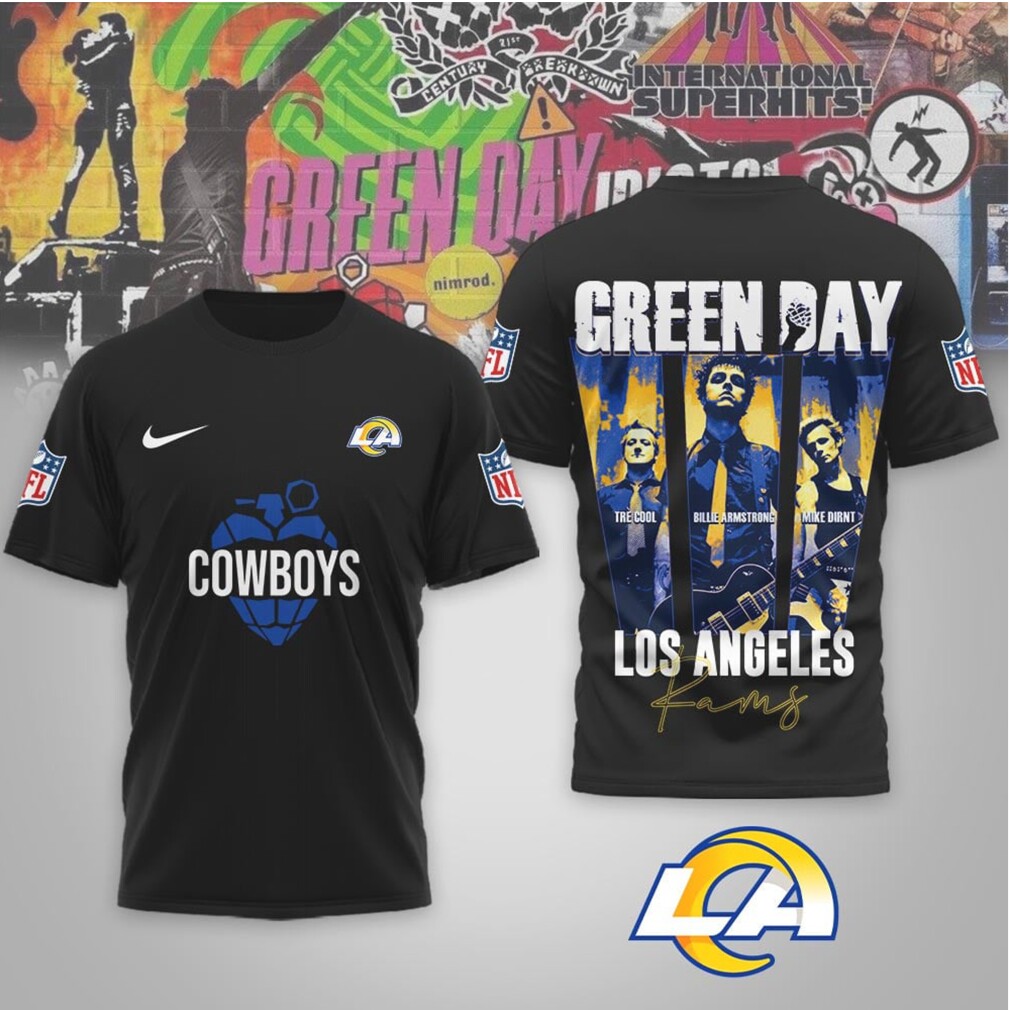 Los Angeles Rams Green Day Rock Band Mashup Nike Performance Football Fan Shirt Los Angeles Rams Green Day Rock Band Mashup Nike Performance Football Fan Shirt